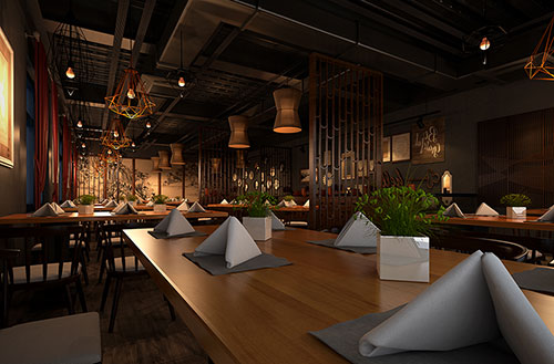 盐城简约大气中式风格餐厅设计装修效果图