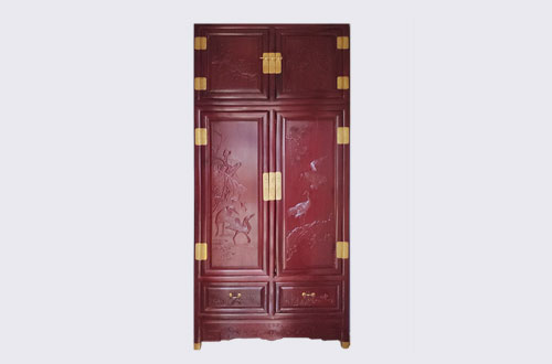 盐城高端中式家居装修深红色纯实木衣柜