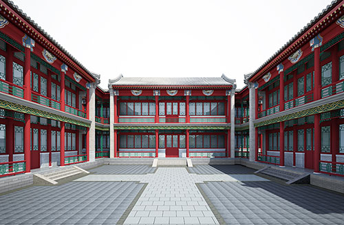 盐城北京四合院设计古建筑鸟瞰图展示